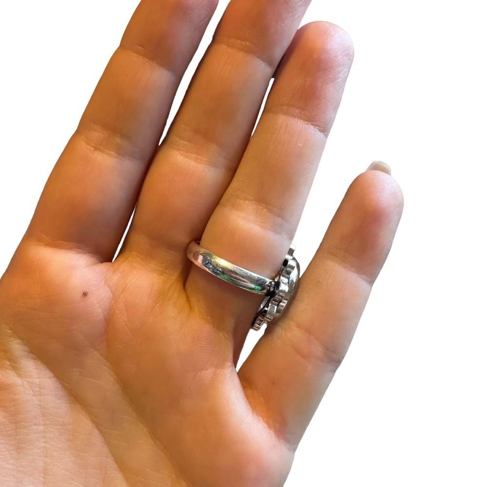 Clear quartz gemstone ring with sun sterling setting Size 9 - Picture 5 of 8
